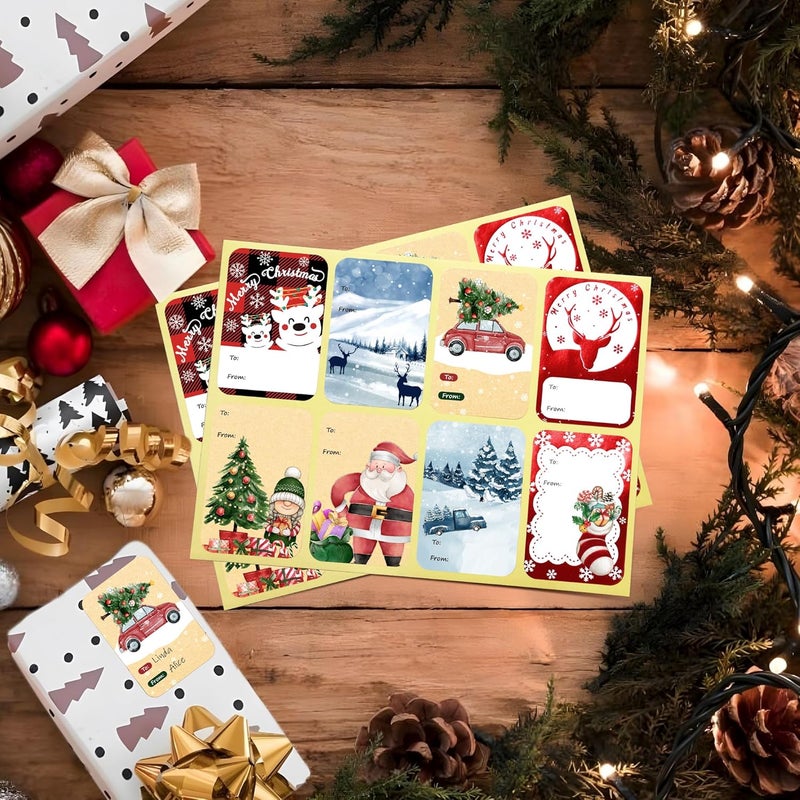 DreamBuilt Christmas Gift Tags, 120 PCS Self Adhesive Gift Stickers, 2"x3" Christmas Name Tags, Decorative to from Stickers for Presents - Image 4